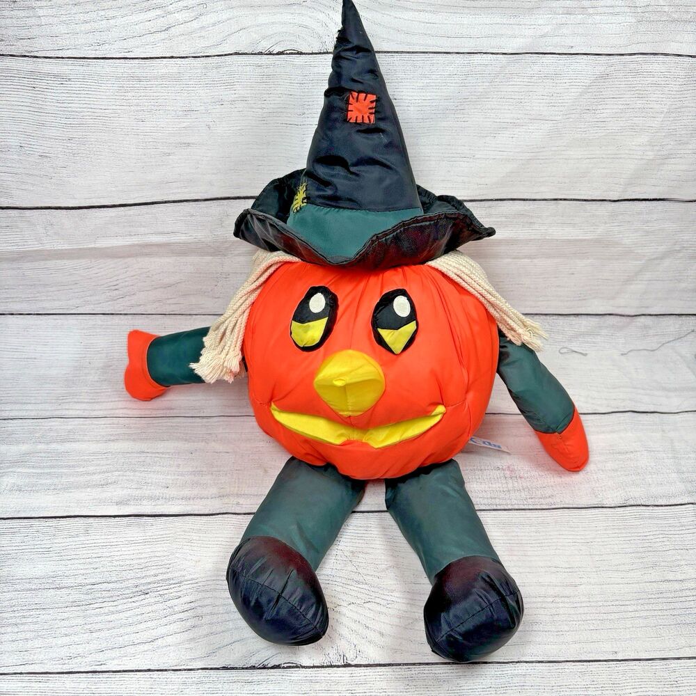 Vintage Kids of America Plush Jack O’ Lantern Witch Pumpkin Halloween 16" Nylon